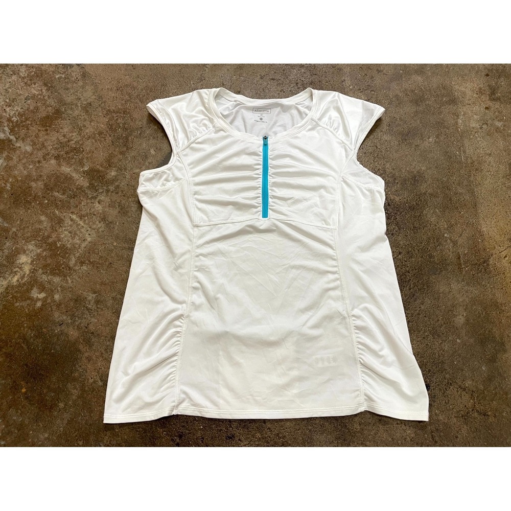 Athleta Intrepid Cap Sleeve Sun Shield Top Womens 2X White UPF 50+ Protection